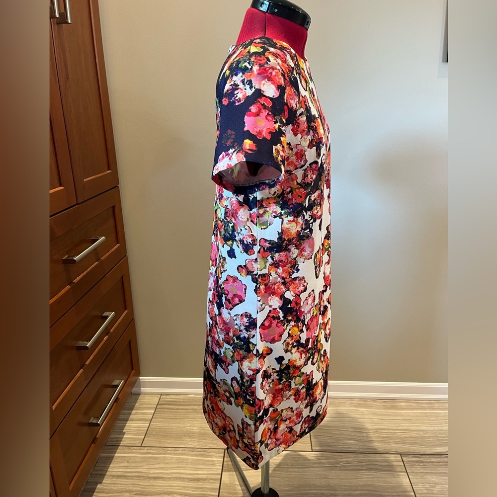 EUC 💐 Anthropologie Watercolor Floral Short Sleeve Shift Dress Sz 6 / M - Picture 2 of 10